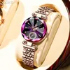 손목 시계 Poedagar Romantic Crystal Ladies Watches 최고의 브랜드 다이아몬드 방수 여성 시계 고급 스테인레스 스틸 여성 시계 장미 금 24319