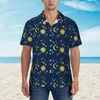 Men's Casual Shirts Glod Moon Hawaiian Shirt Mens Vacation Sun And Stars Print Short Sleeves Street Style Loose Oversized Blouses