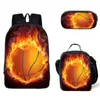 Рюкзак Harajuku Fire Basketball 3D Print 3 шт./компл. школьные ранцы для ноутбука рюкзак сумка для обеда пенал