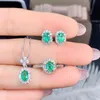 Jewelry 925 Silver Light Luxury Set Daily Wear 45mm100 natural emerald ring Sterling gem set 240315