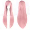 Pruiken sowee 24 kleuren 80 cm lange synthetische haarpruik voor vrouwen hittebestendige vezel haarstuk roze grijze rechte cosplay pruiken