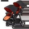 عربات# 2024 جديدة Twin Strollerbaby Strollerfolding Stroller Twins Baby Carriagedouble Seat Stroller Travel Pushscape High Landscape L240319