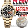 41 mm 126618 VR3235 Automatik-Herrenuhr Clean CF Gelbgold-Keramiklünette Schwarzes Zifferblatt 904L SS-Stahlarmband Super Edition Trustytime001 Armbanduhren Starbucks