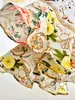 Silk floral ruffled edge pattern exposed waist super long skirt