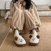 HBP Non-Brand Winter House Fur Slippers Warm Cotton Shoes Cute Lovely Cartoon Dog Indoor Bedroom Women Ladies Furry Slides