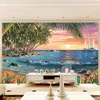 Fonds d'écran Papier peint mural personnalisé moderne 3D paysage de bord de mer peinture à l'huile fresque salon salle à manger fond papiers de décoration murale