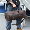 Sacs Duffel Crazy Horse Rétro Portable Sac de voyage pour hommes Grande capacité Bagages en cuir Homme Épaule Fitness