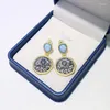 Baumelnde Ohrringe ZOCA, individuelle synthetische japanische Opal-Münze, 925er Silber, eingelegt, nanoplattiert, Vintage-Edelschmuck, Geschenke für Frauen