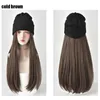 Perucas sintéticas perucas sintéticas gorros chapéu com perucas de cabelo para mulheres 24 polegadas longo cabelo reto peruca sintética quente macio esqui malha outono inverno boné 240328 240327