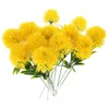 Decoratieve bloemen 12 PCS POBEERS KUNSTAIAAL DANDENLANG Weddenbout Bouquet Plastic gele levensecht