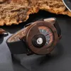 Montres-bracelets Creative Bois Montre Unique Compass Turntable Montres Hommes Demi-Cercle Cadran Horloge Quartz Rétro Heure Relogio Masculino