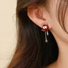 Ohrstecker im chinesischen Stil, Sternzeichen Drache, für Frauen, Jahr, glänzend, rot, niedlich, Tier-Ohrring, Mädchen, modischer Hochzeitsschmuck