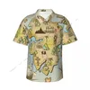 قمصان الرجال غير الرسمية قصيرة الأكمام المغامرة العظيمة خريطة خريطة قميص الشاطئ