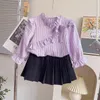 Clothing Sets Girls Shirt Spring Long Sleeve Blouse Kids Pleated Skirt Children Casual Clothes Korean Autumn Baby Girl Tops 2-7Yrs