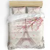 Ensembles de literie 3pcs Set France Paris Tour Air Ballon Vélo Rétro Housse de couette Taie d'oreiller Garçon Enfant Adolescent Fille Couvre