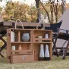 Gereedschap Draagbare Staande Kruidenrek Opbergorganisator Houten Kruidenfles Potten Houder met Afneembare Camping Picknick Servies Container