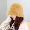 Berety jesień i zimowe japońskie ciepłe futrzane wiadra czapki moda stała kolor kopuły panama basen hat sombreros de mujer