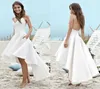 Women039s Satin Spaghetti Strap HiLow Wedding Party Dress Elegant Satin Beach Wedding Dresses HiLow White Party Gowns8744751