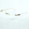 Lentes transparentes de moda micro corte con diamante sin fin 8300817 con pata de cuerno de búfalo natural negro o blanco tamaño 18-140 mm