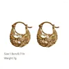 Boucles d'oreilles créoles en forme de boule pour femmes, bijoux Kpop polyvalents, creux, accessoires de Style coréen, en métal