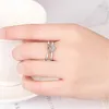 Bagues de cluster Buyee 925 Sterling Silver Heart Bague Finger Light Blanc Zircon Ouvert Pour Femmes Fille Mode Excellent Bijoux Cercle