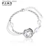 Charm Bracelets F.I.N.S Temperament Baroque Pearl S925 Sterling Silver Layered Chains Luxury Square Freshwater Pearls Hand Fine Jewelry L240316