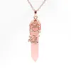 Pendant Necklaces FYSL Many Style Rose Pink Quartz Crescent Moon Link Chain Necklace Star Love Heart Tree Of Life Jewelry