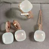 Bangle 3 PCS/Set Women Ringörhängen Halsbandsmycken Set Inlay Transparent Zirconia Candy Set Crystal Jewelry Reception Gift 240319