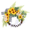 Decoratieve bloemen 17,7 inch kunstmatige zonnebloemslinger esthetische plastic lentekrans voor vakantie bruiloftsfeest