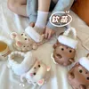 HBP Non-Merk Winter Bont Vrouwen Slippers Waterdichte Katoenen Slippers Vrouwen Warme Pluche Cartoon Indoor Slides Schattige Konijn Schoenen