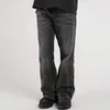 Harajuku Винтажные прямые широкие джинсовые брюки для мужчин и женщин, мешковатые повседневные расклешенные брюки Y2K большого размера 240313
