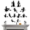 Décoration de fête Autocollants muraux de sorcière 3D Effrayant Halloween Fenêtre Lueur dans le noir Amovible pour