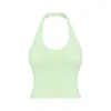 Yoga Outfit Light Support Cropped Halter Tank Top Tight Fit Buttery-soft Feels Weightless Four-way Stretch Sports Bras With Removable Cups