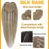 Bit full glans hår topper ombre 13*13 cm maskin naturligt bekväm bit med klipp 100% andningsmono bas för kvinna