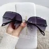 Designer Glasses New Frameless Cut Edge Womens Sunglasses Advanced Gradient Pigment Color Uv Resistant