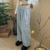 Calças femininas cordão baggy carga calça oversized perna larga elástica listra reta streetwear casual esporte jogger y2k feminino