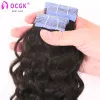 Extensions Tape In Extensions de cheveux humains vague d'eau Remy cheveux bouclés bande Ins européen Remy cheveux peau trame adhésif Extension 20 pièces 2 g/pc