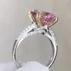 Anelli a grappolo Anello di fidanzamento in argento sterling S925 ovale di lusso da 4 ct con zirconi rosa per le donne Regalo di gioielli per feste nuziali