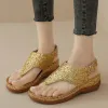 Boots Luxury Gold Sequins kilar Sandaler Kvinnor 2023 Summer Clip Toe Platform Sandels Woman Plus Size 43 Casual Heeled Summer Shoes