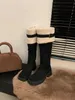 HBP bottes longues en poils d'agneau détachables sans marque pour femmes automne-hiver nouvelles semelles épaisses à la mode bottes au genou femmes chaussures