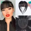 Pony Extensions van echt haar Pony Echt natuurlijk Maagdelijk Europees haar Toppers voor vrouwen Bruin Clip In Bang Straight Clips Luchthaarstukjes