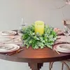 Decorative Flowers Candle Ring Wreaths Greenery Garland Table Centerpiece Pillar Holder For