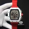 Luxury mens Mechanics Watches Richa Wristwatch Barrel Mill Rm11-03 Series 7750 Automatic Timing White Pottery Red Tape Men's