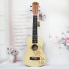 Guitare 23 "Ukulele Concert Acoustic Mini guitare Touche en palissandre 4 cordes Sculptures en bois d'épicéa Ukelele électrique Intégré Pickup EQ