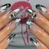 False Nails wave Peals decorated Wearable French Fake Press On Leopard print Almond Manicure Tip 240305