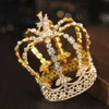 Tiara's Bruidskroon Hoofdtooi Barok Kristal Strass Gouden Ronde Kroon Koningin Tiara Kroonsieraden Feest Bruiloft Haaraccessoires Y240319