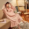 Damska odzież sutowa sukienka Pajama 2024 Wiosna jesień słodka księżniczka styl czarnuchów czysty bawełniany długie rękawowe luźne odzież w domu