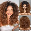 Perruques linghang 10inch afro perruque bouclée cache-perruque synthétique de perruque brune sans frange sans frange brune mélangée et perruque blonde pour femmes noires