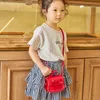 Leather Baby Messenger Bags Children Kids Girls Princess Shoulder Bag Handbag Solid Bowknot Princess Coin Purses 240314