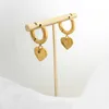 Pendientes colgantes Amaiyllis 18K oro moda geométrica exagerada amor melocotón corazón colgante ganchos para las orejas nicho Hip Hop Punk Girl